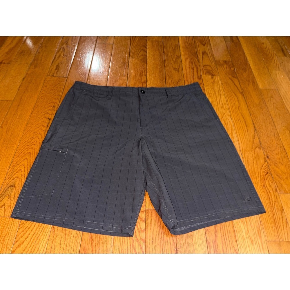 ONeill Crossover‎ Mens Hybrid Shorts 40 Dark Grey Plaid Stretch Boardshorts Surf
